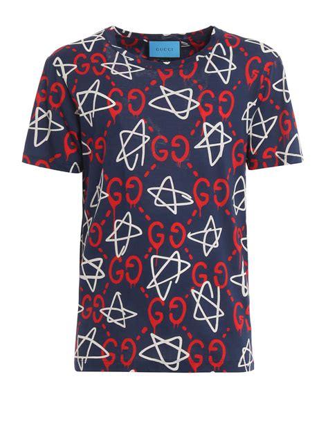 fly gucci shirt with small gucci print all over|Gucci jersey t shirt.